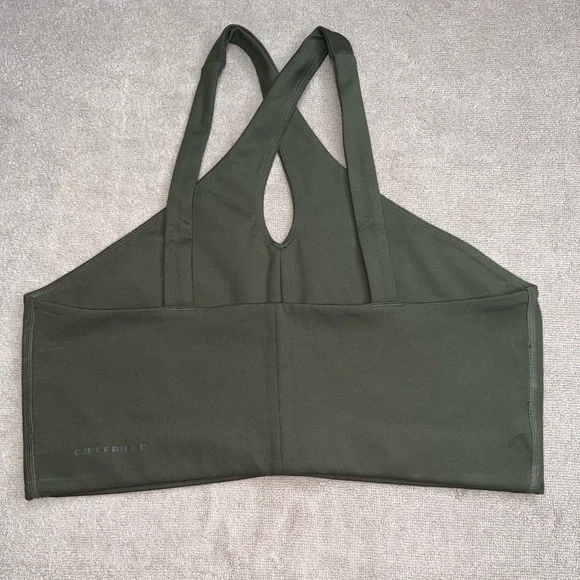 girlfriend collective Dark Green Cross-Halter Crop Top - Picture 4 of 7